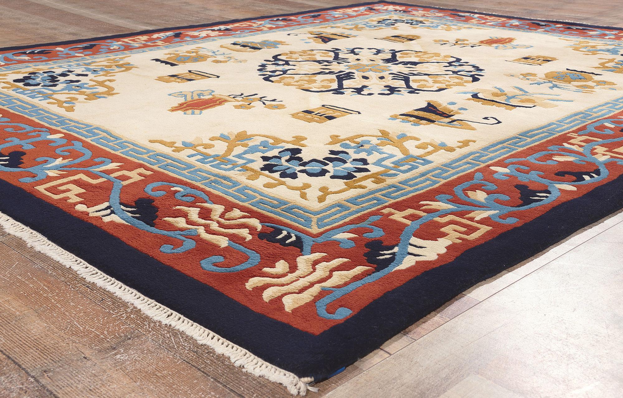 Vintage Chinese Art Deco Style Rug For Sale 3