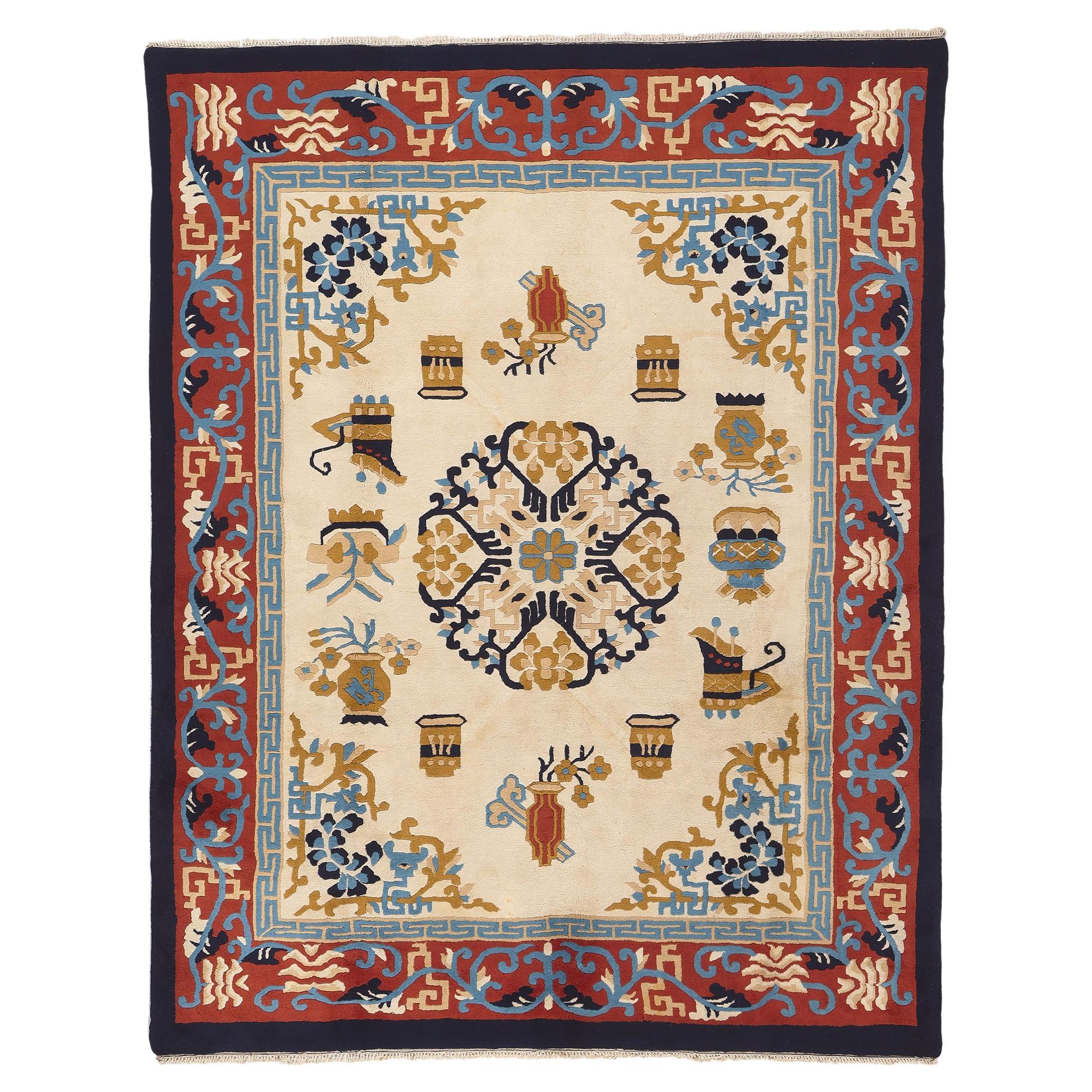 Vintage Chinese Art Deco Style Rug