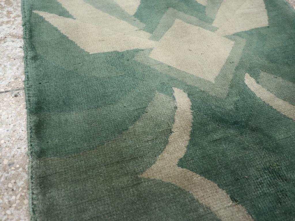Hand-Knotted Vintage Chinese Art Deco Throw Rug For Sale