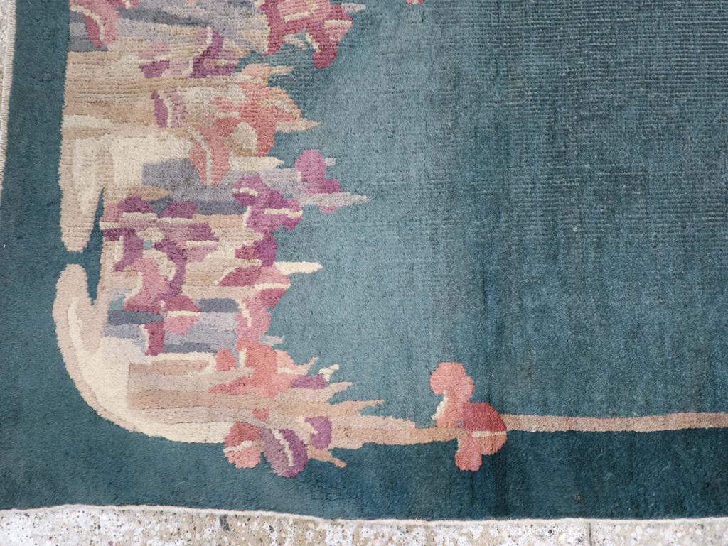 20th Century Vintage Chinese Art Deco Throw Rug For Sale