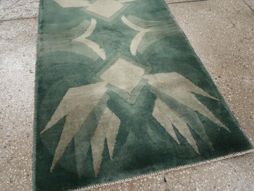 Wool Vintage Chinese Art Deco Throw Rug For Sale