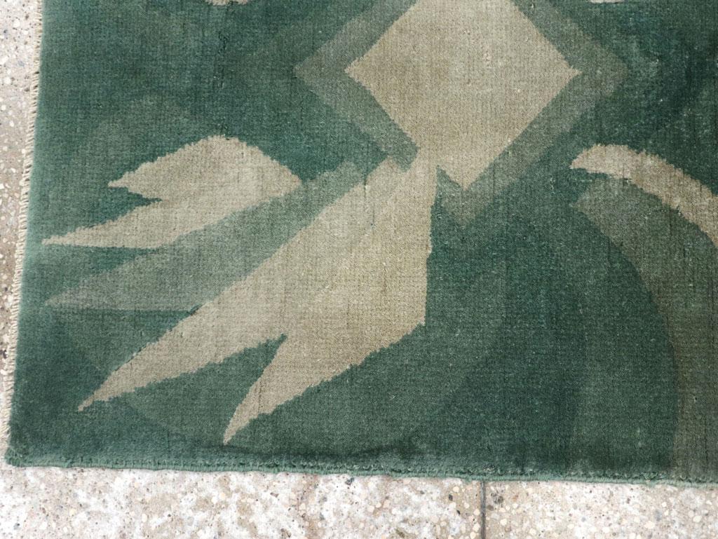 Wool Galerie Shabab Collection Mid-20th Century Chinese Art Deco Throw Rug For Sale