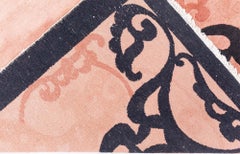 Antiker chinesischer Jugendstil-Teppich in Altrosa – geschwungenes Motiv