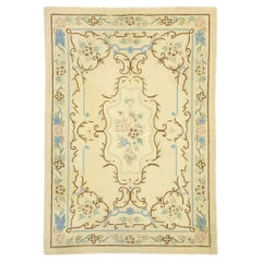 Vintage Chinese Aubusson Floral Hooked Rug