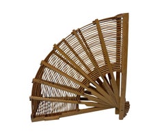 Vintage Chinese Bamboo Cricket Cage, Hand-Carved, Fan Shape, 1930