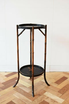 Vintage Chinese Bamboo Two Tier Occasional Table