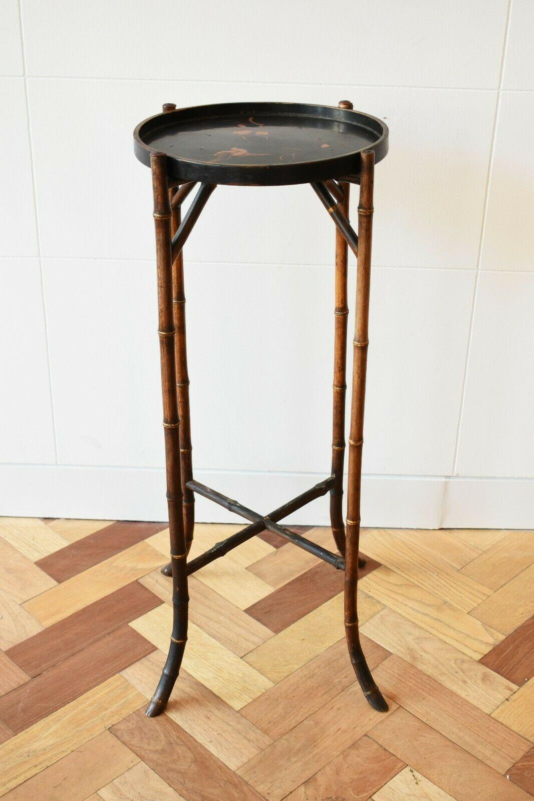 Vintage Chinese Bamboo Two Tier Occasional Table In Good Condition In London, GB