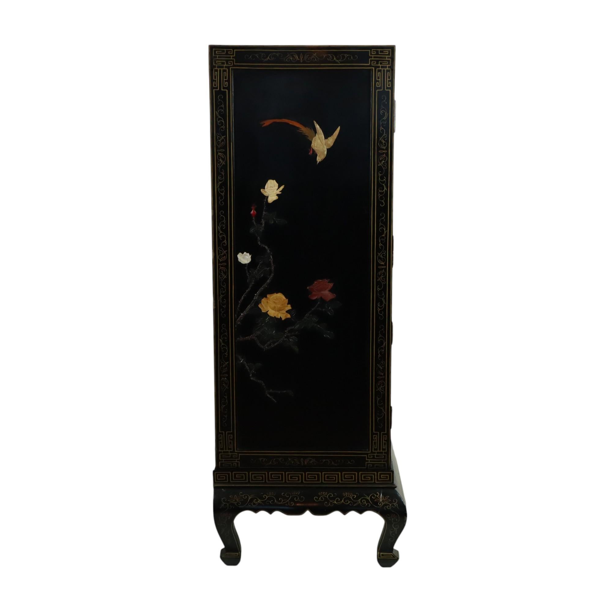 Mueble Bar Vintage Chino Madera Lacada Negra Jabonera Nácar 3