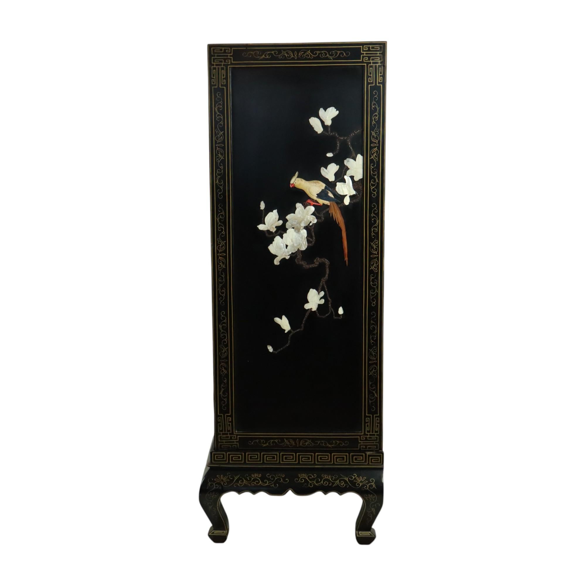 Mueble Bar Vintage Chino Madera Lacada Negra Jabonera Nácar 1