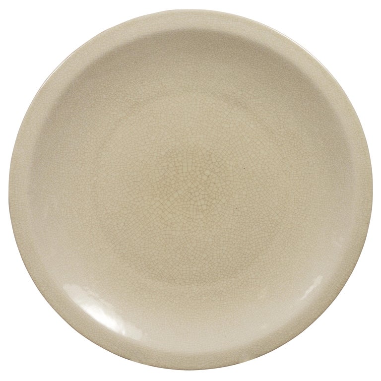 Vintage Beige Ceramic Charger Plate for Elegant Table Setting or