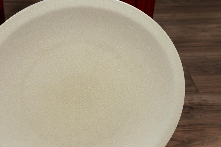 Vintage Beige Ceramic Charger Plate for Elegant Table Setting or