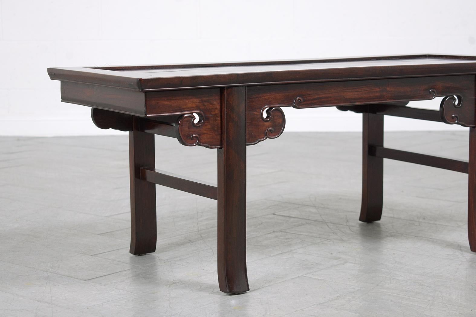 Late 20th Century Extraordinary Vintage 1970s Chinese Mahogany Coffee Table For Sale