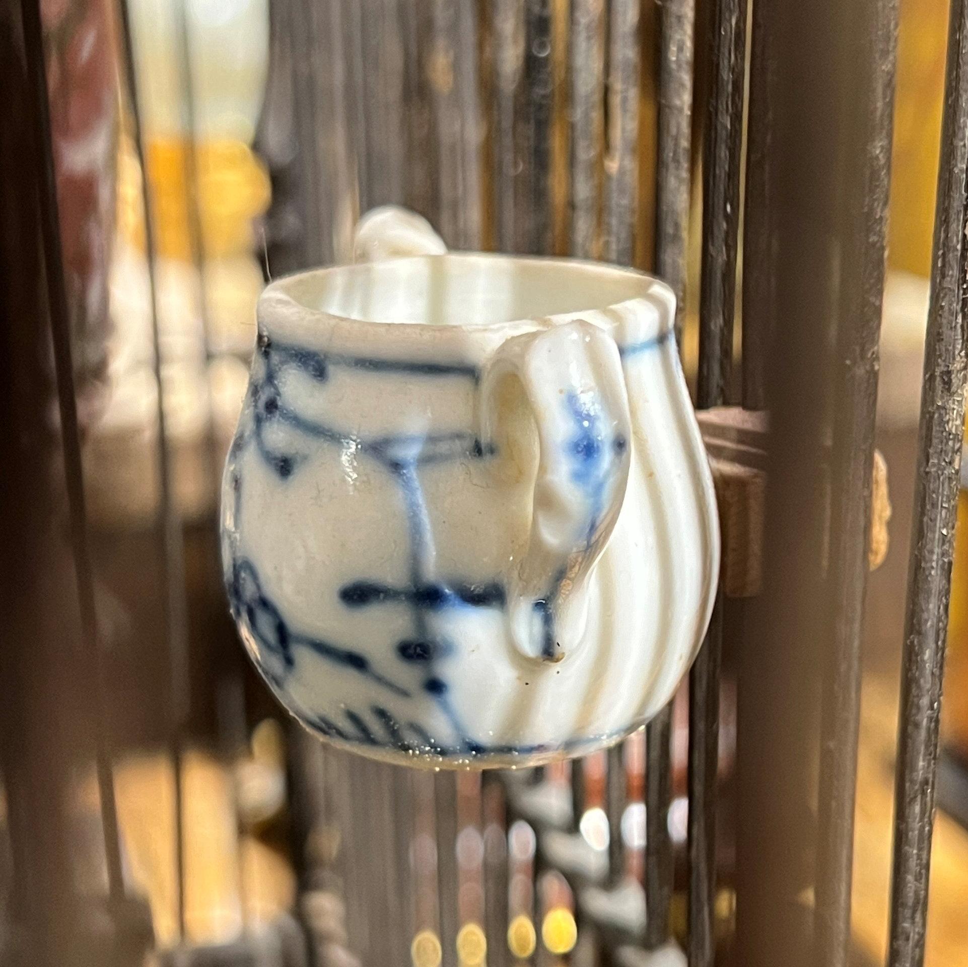 Vintage  Chinese Bird Cage with Porcelain Feeders For Sale 3