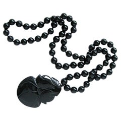 Vintage Chinese Black Agate Necklace