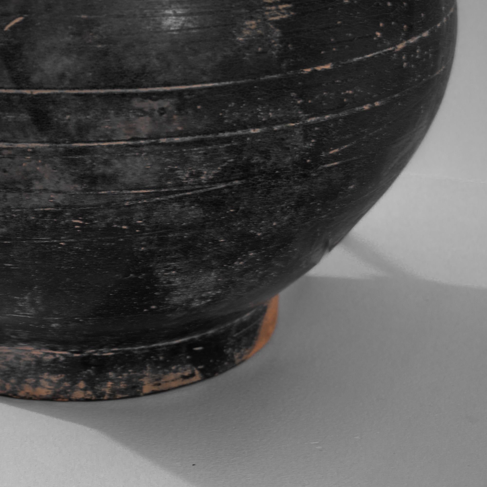 Country Vintage Chinese Black Ceramic Vase Table Lamp