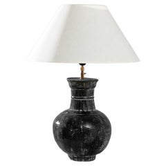 Vintage Chinese Black Ceramic Vase Table Lamp