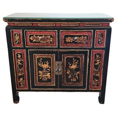Vintage Chinese Black Lacquered Altar Cabinet 
