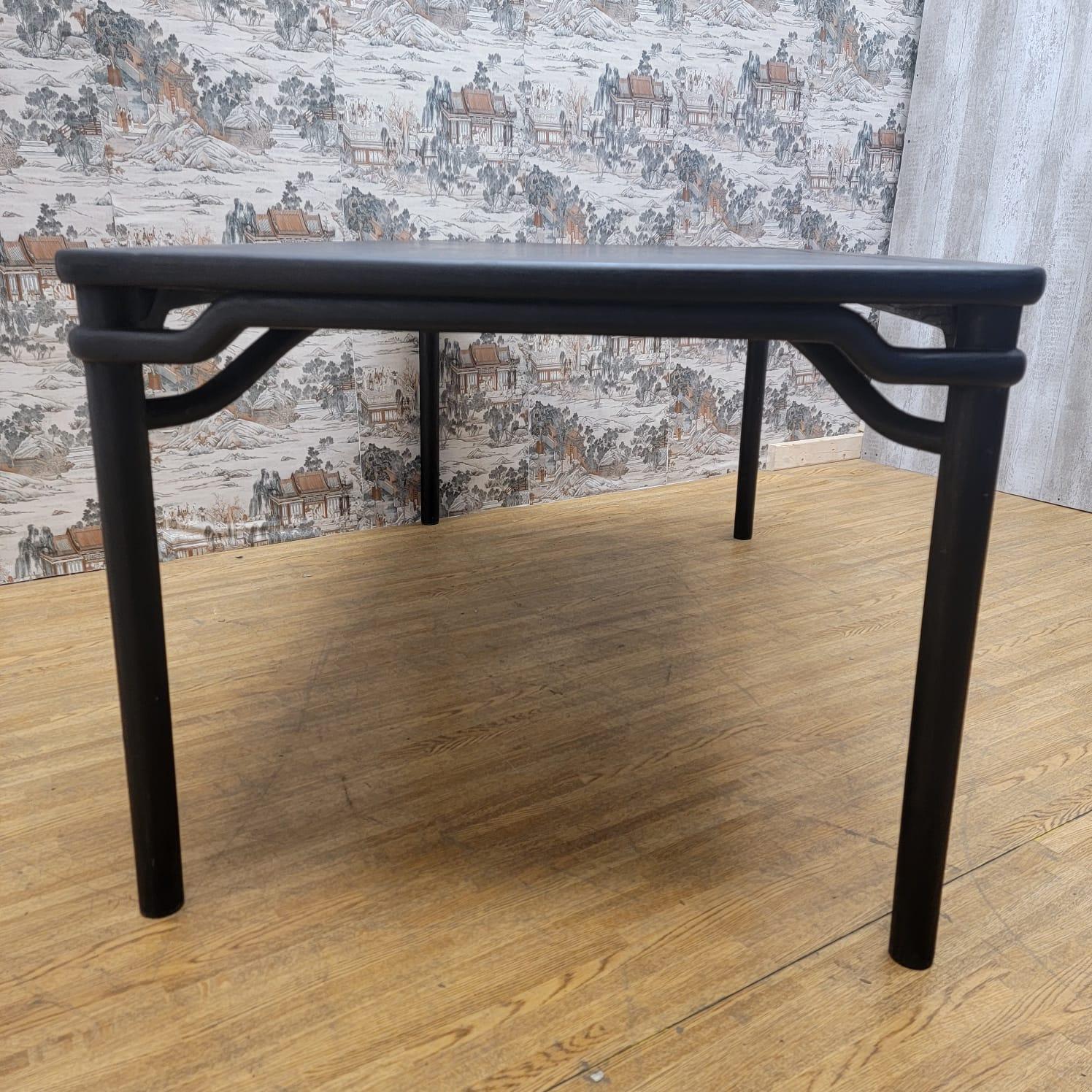 Vintage Shanxi Province Black Lacquered Elm 6 Seat Dining Table 4