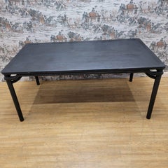 Vintage Shanxi Province Black Lacquered Elm 6 Seat Dining Table