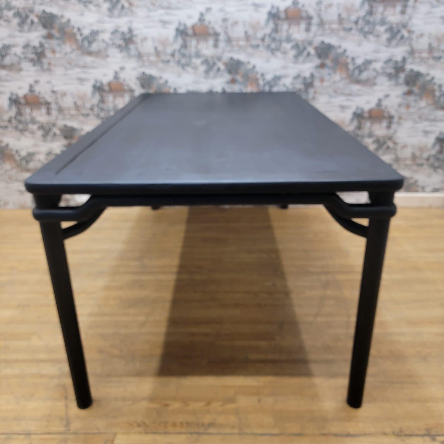 Late 20th Century Vintage Shanxi Province Black Lacquered Elm 6 Seat Dining Table