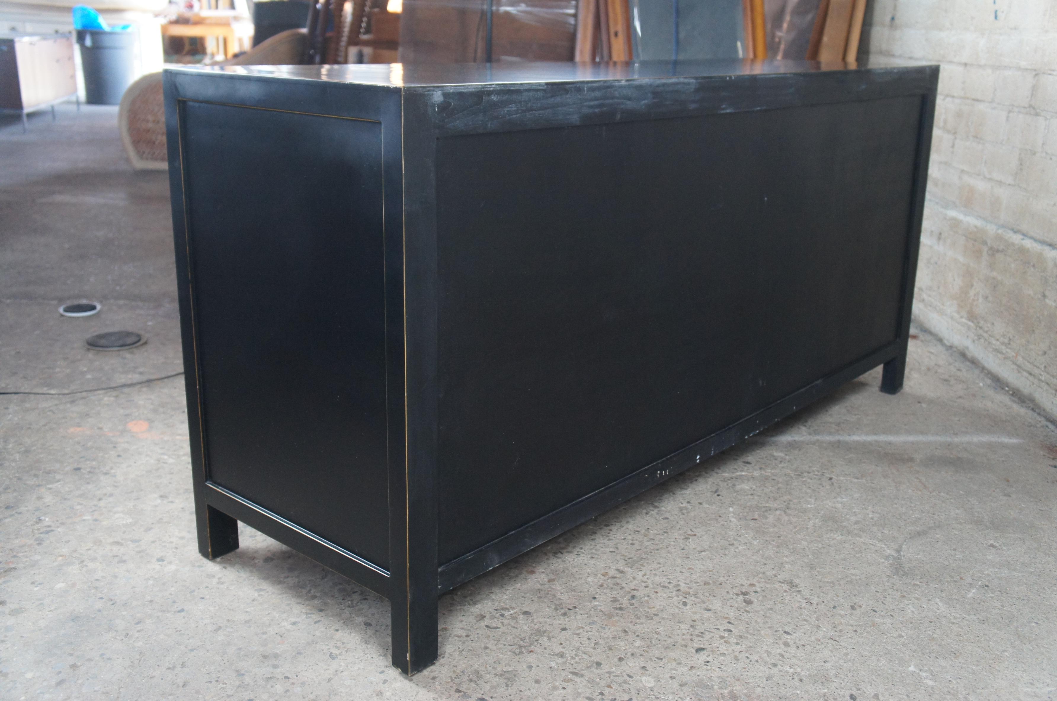 Vintage Chinese Black Ming Style Modern Sideboard Buffet Console Cabinet Coffer 5