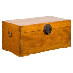 Vintage Chinese Blanket Chest with Lateral Handles and Dovetail Construction