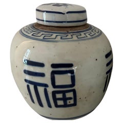 Vintage Chinese Blue and White Ginger Jar