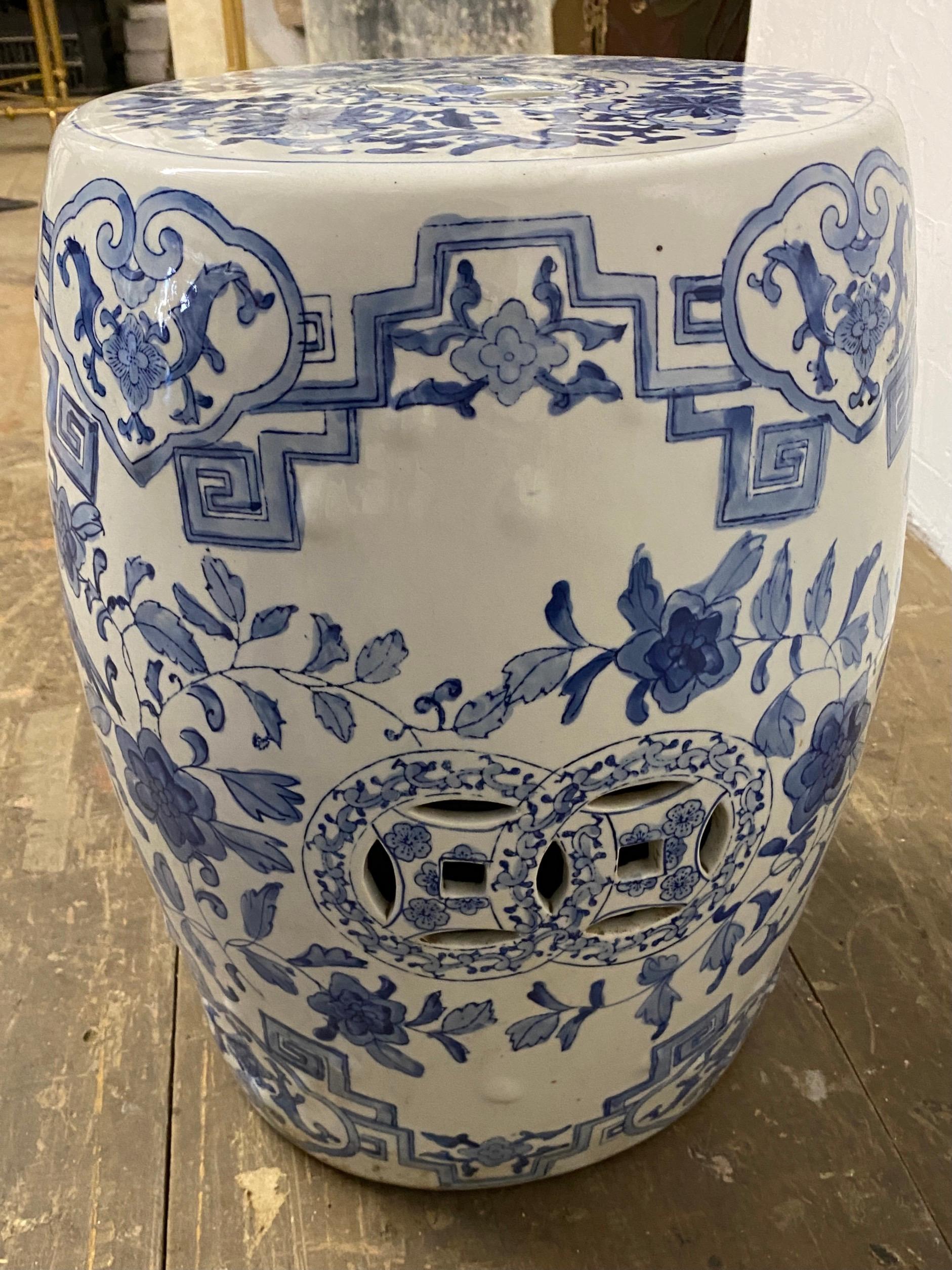 chinese blue and white garden stool