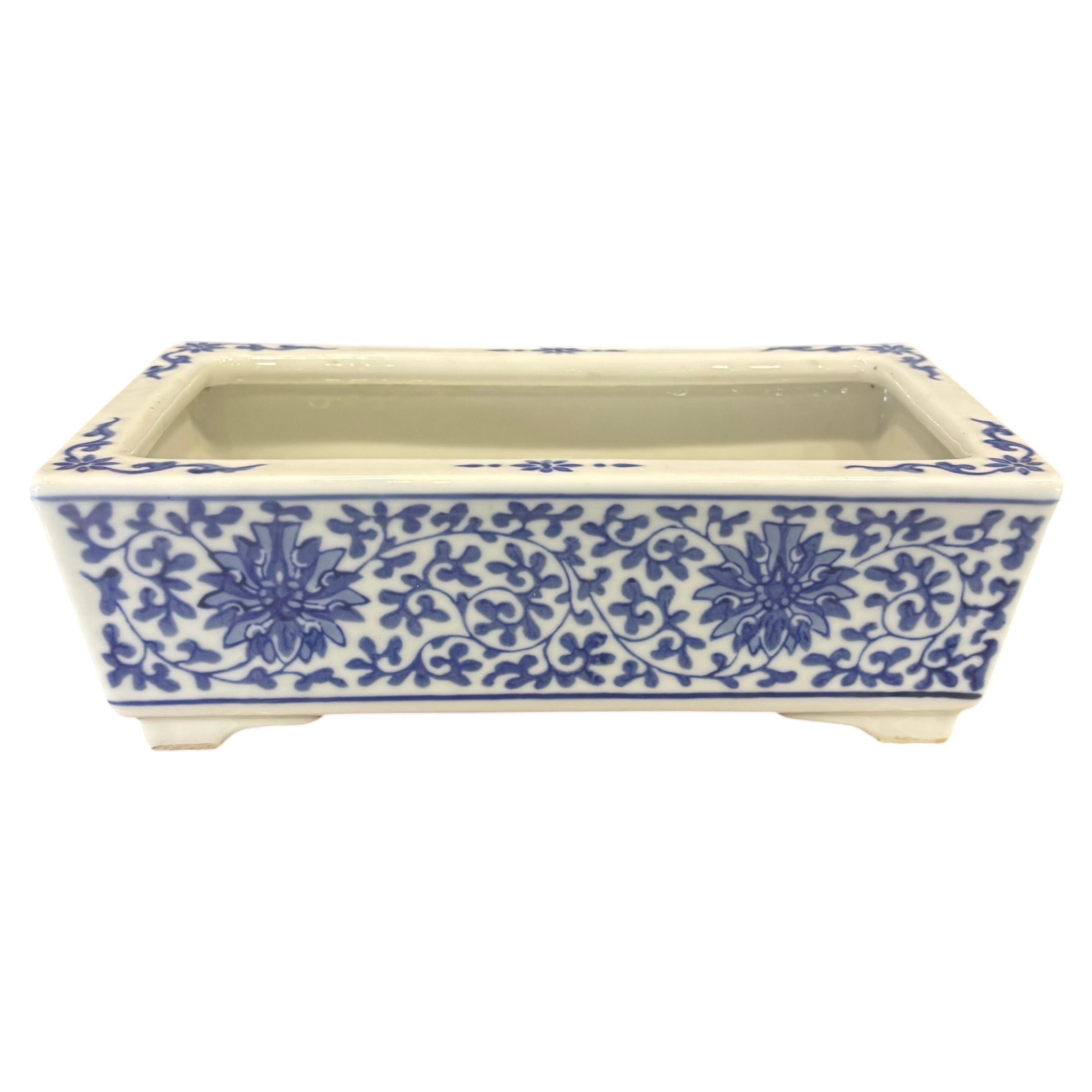 Vintage Chinese Blue and White Porcelain Jardinière Cachepot