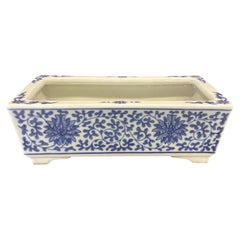 Vintage Chinese Blue and White Porcelain Jardinière Cachepot