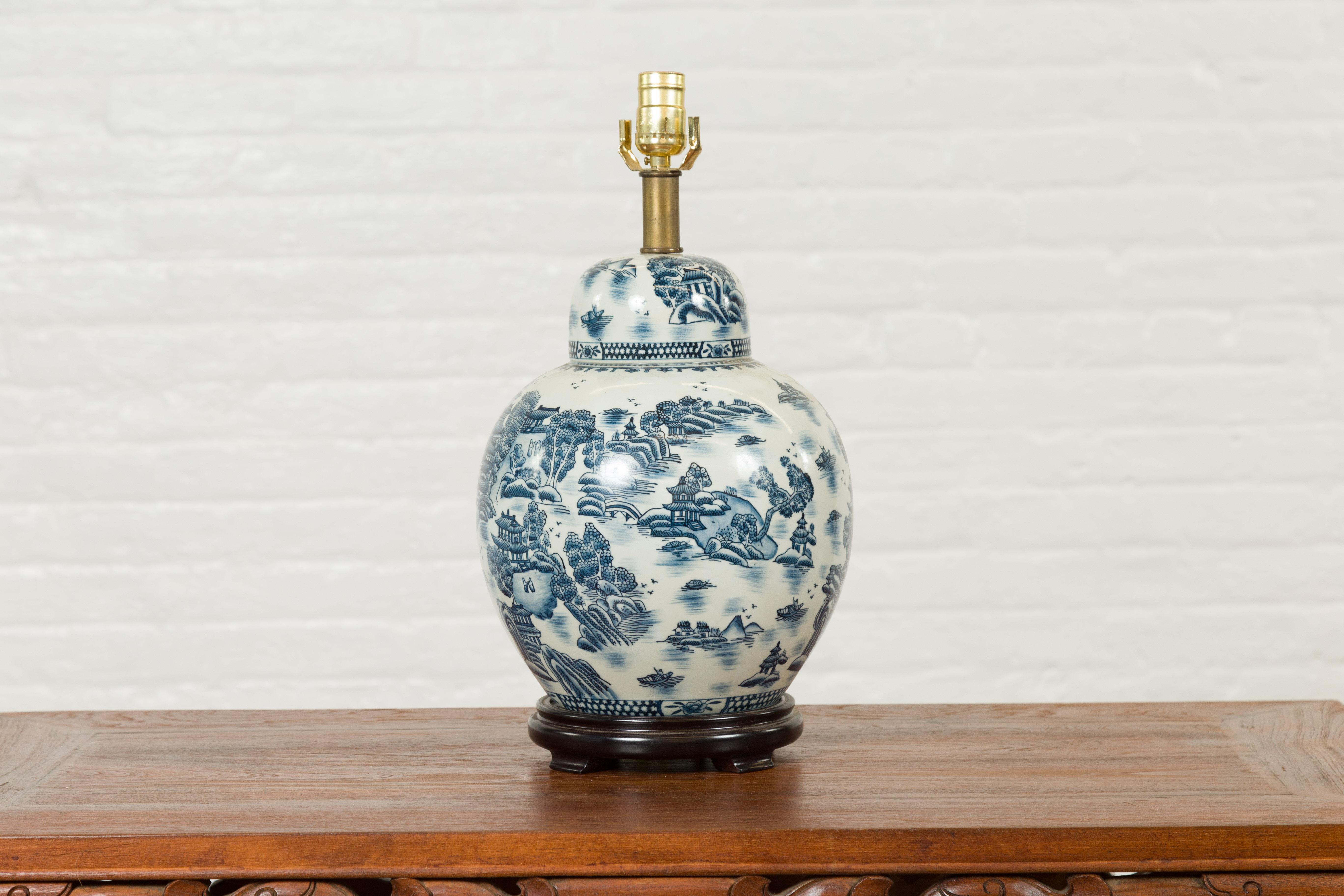 oriental blue and white porcelain lamps