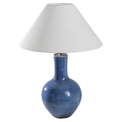 Vintage Chinese Blue Crackled Ceramic Vase Table Lamp