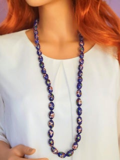 Vintage Chinese Blue Enamel Cloisonné Necklace