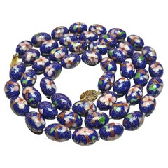 Vintage Chinese Blue Enamel Cloisonné Necklace
