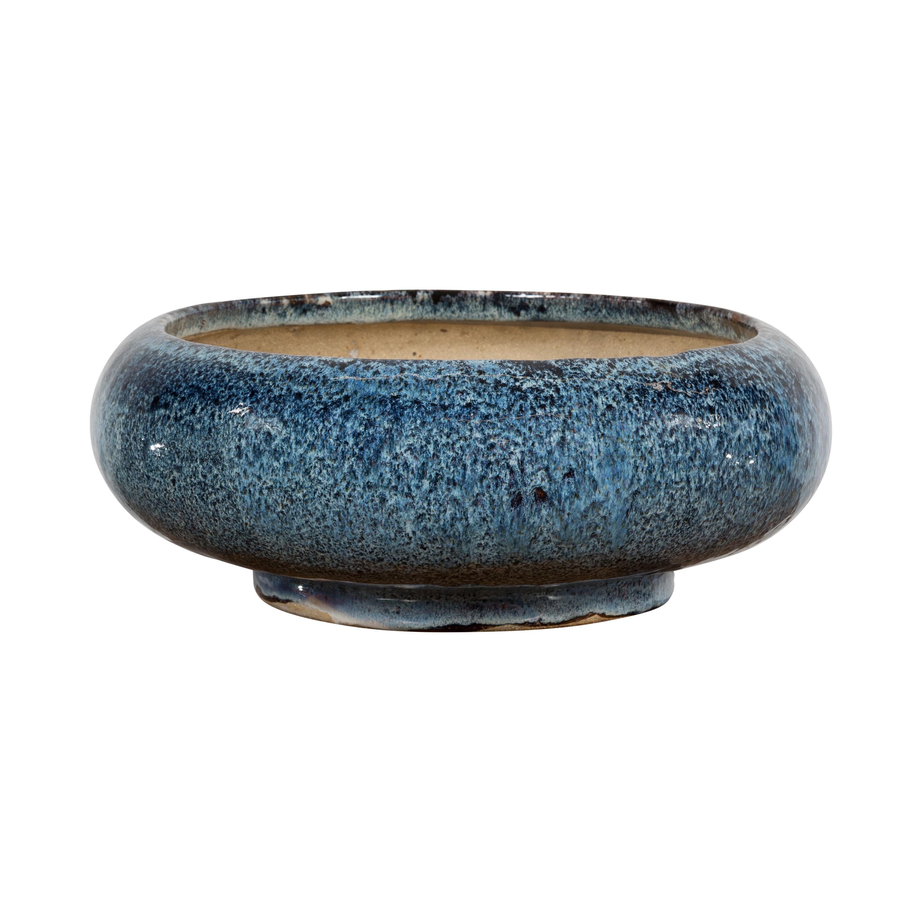 Chinese Vintage Blue Glaze Ceramic Planter For Sale 9