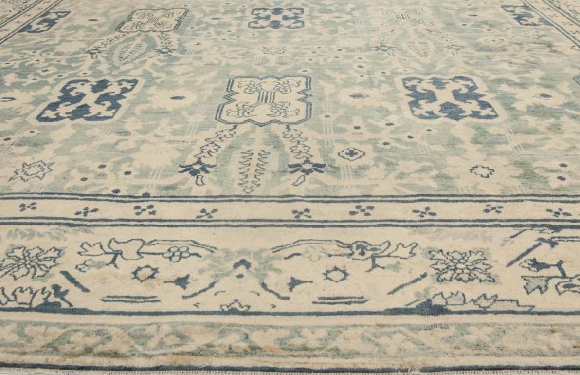 Vintage Chinese Blue Handwoven Wool Rug For Sale 1