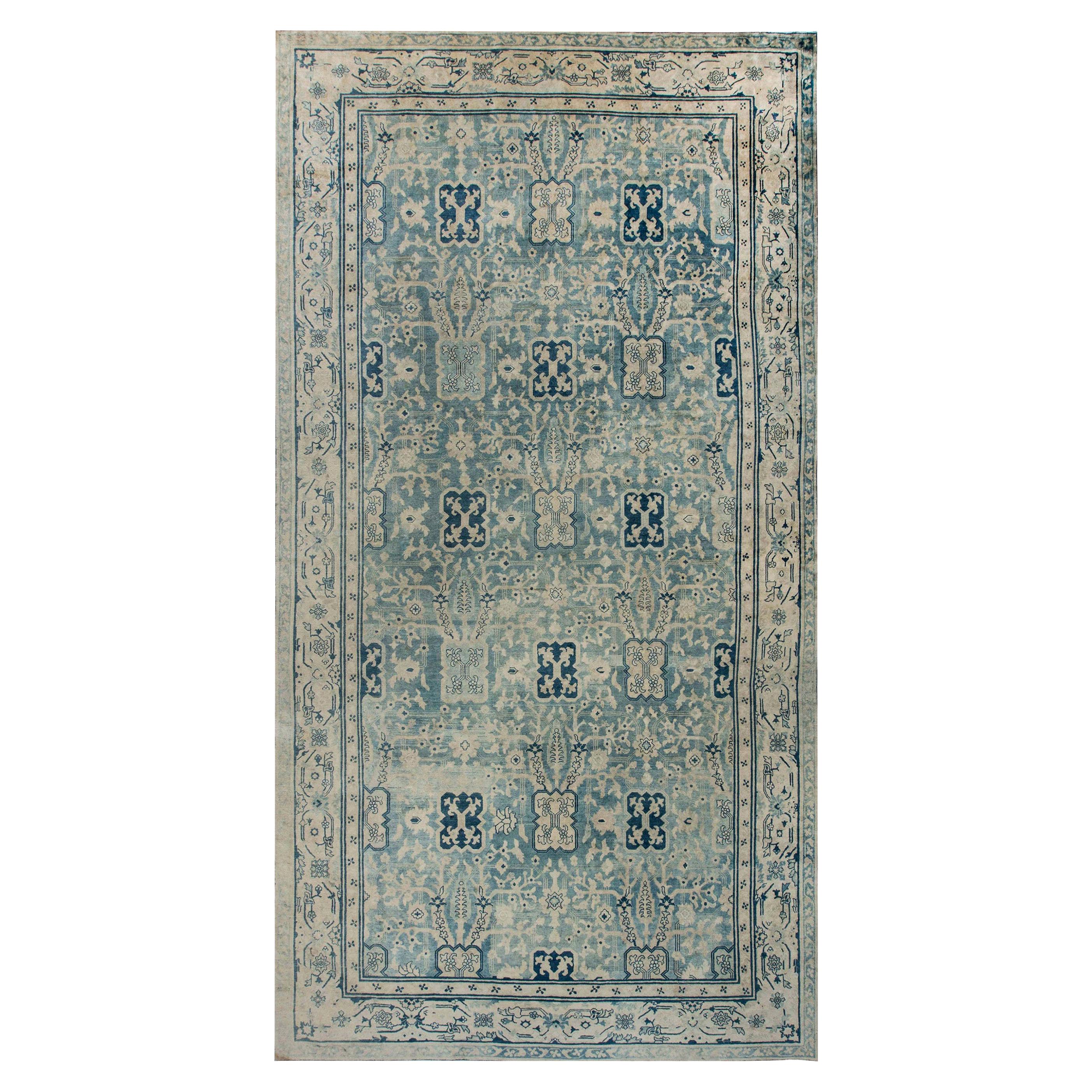 Vintage Chinese Blue Handwoven Wool Rug For Sale