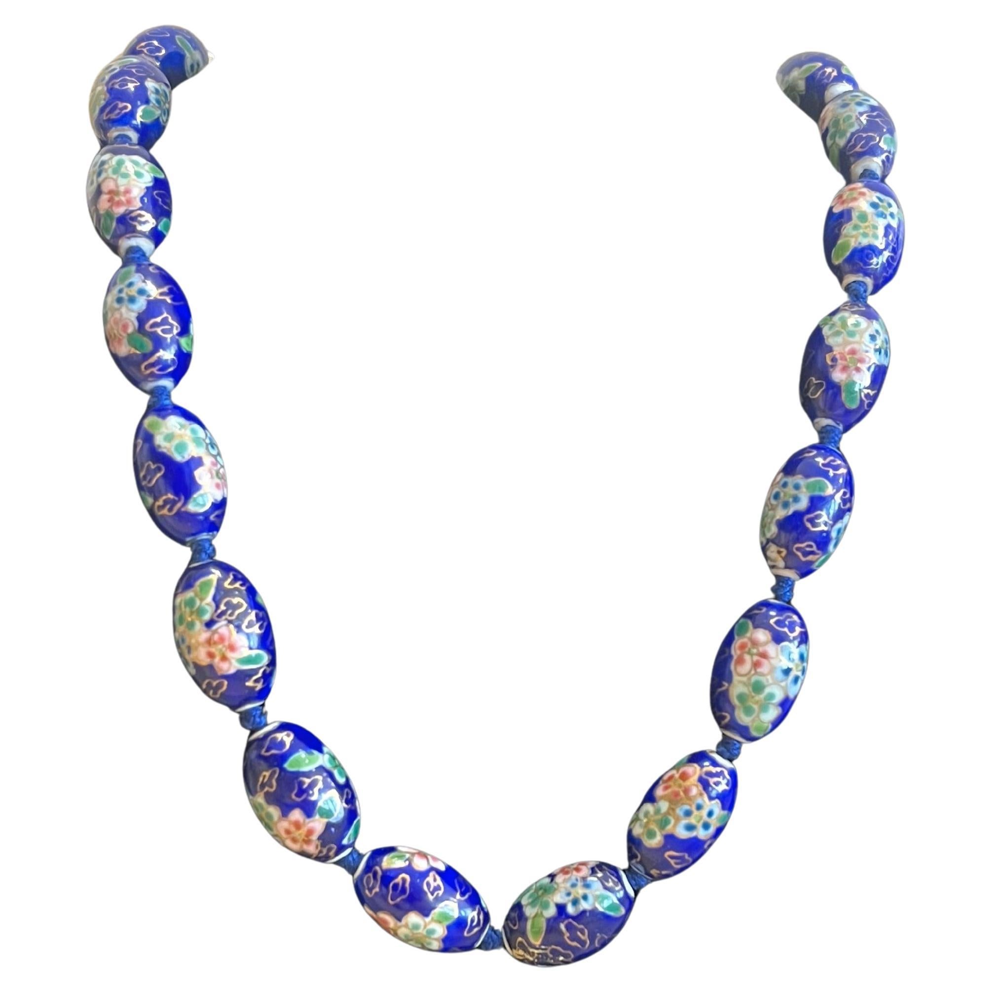 Vintage Chinese Blue Porcelain Necklace