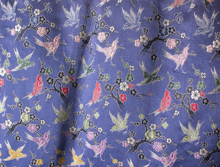 A Vintage 1950s embroidered floral Chinese Blue Silk Jacket For Sale at ...