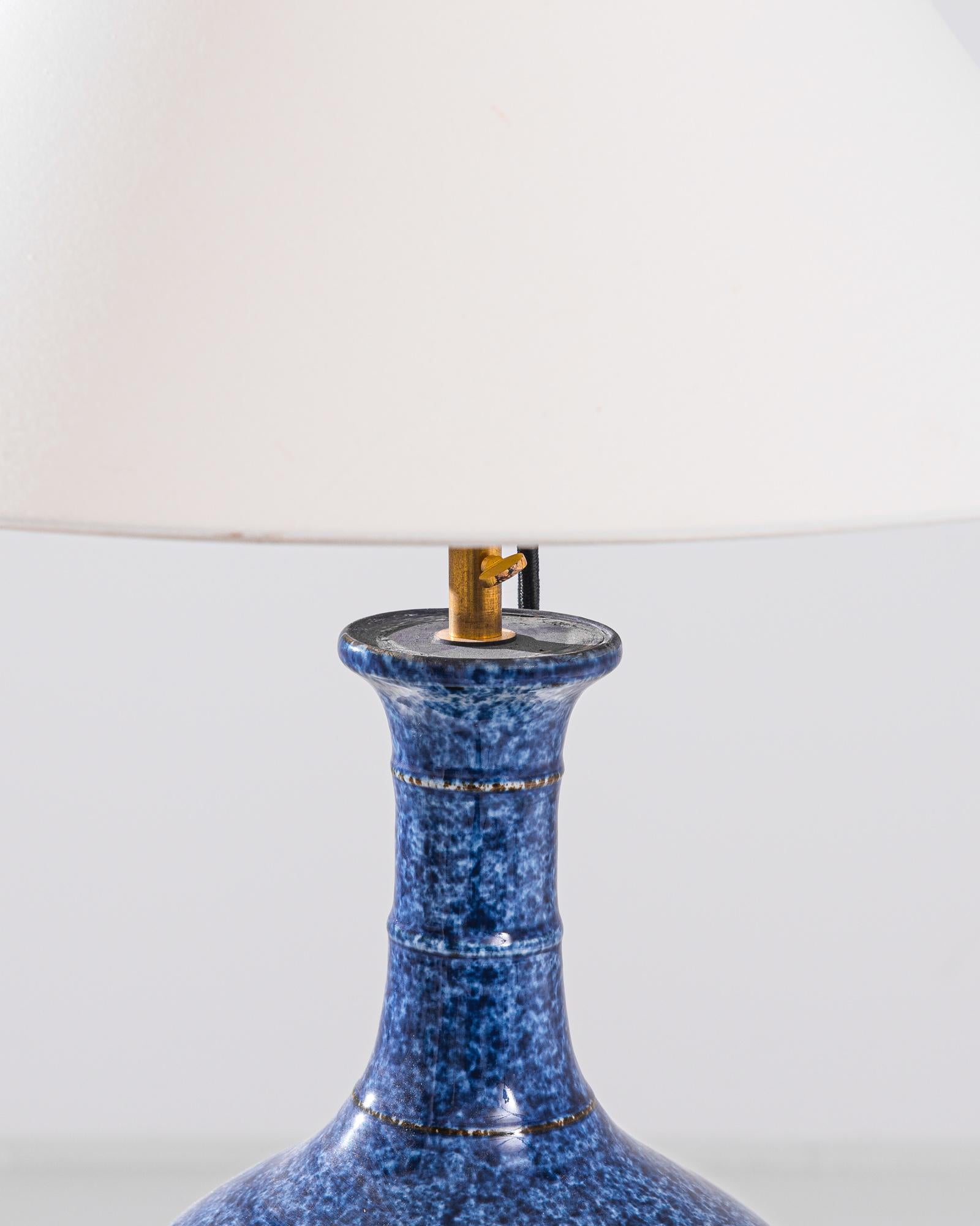 Contemporary Vintage Chinese Blue Speckled Ceramic Vase Table Lamp
