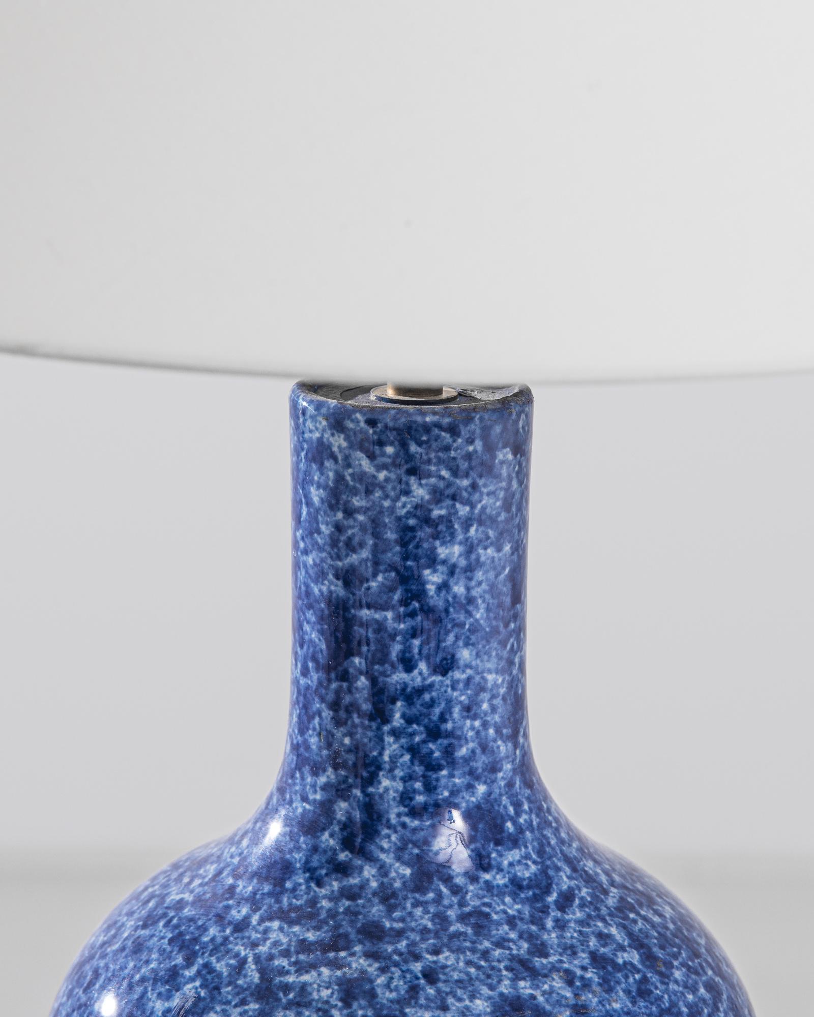 Contemporary Vintage Chinese Blue Speckled Ceramic Vase Table Lamp