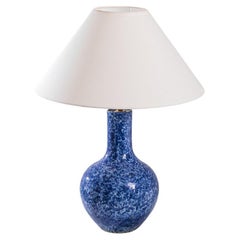 Vintage Chinese Blue Speckled Ceramic Vase Table Lamp