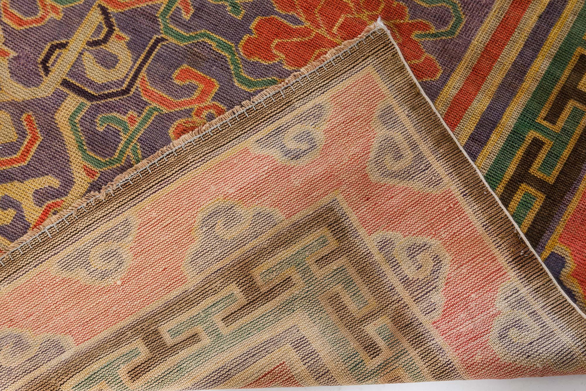 Vintage Chinese Botanic Silk Carpet For Sale 3