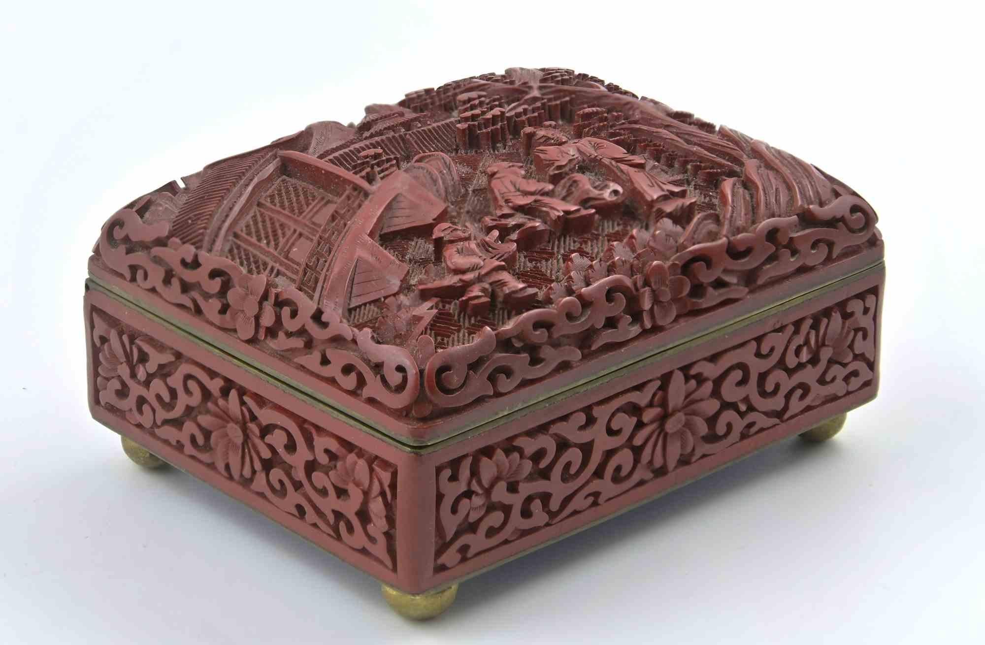 Chinesische Vintage-Schachtel aus versiegeltem Wachs, China, Mitte des 20. Jahrhunderts (Poliert) im Angebot
