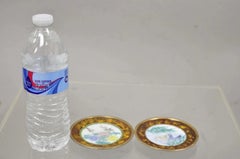 Vintage Chinese Brass Enamel Cloisonne Small Trinket Dish Set Brown - Set of 2