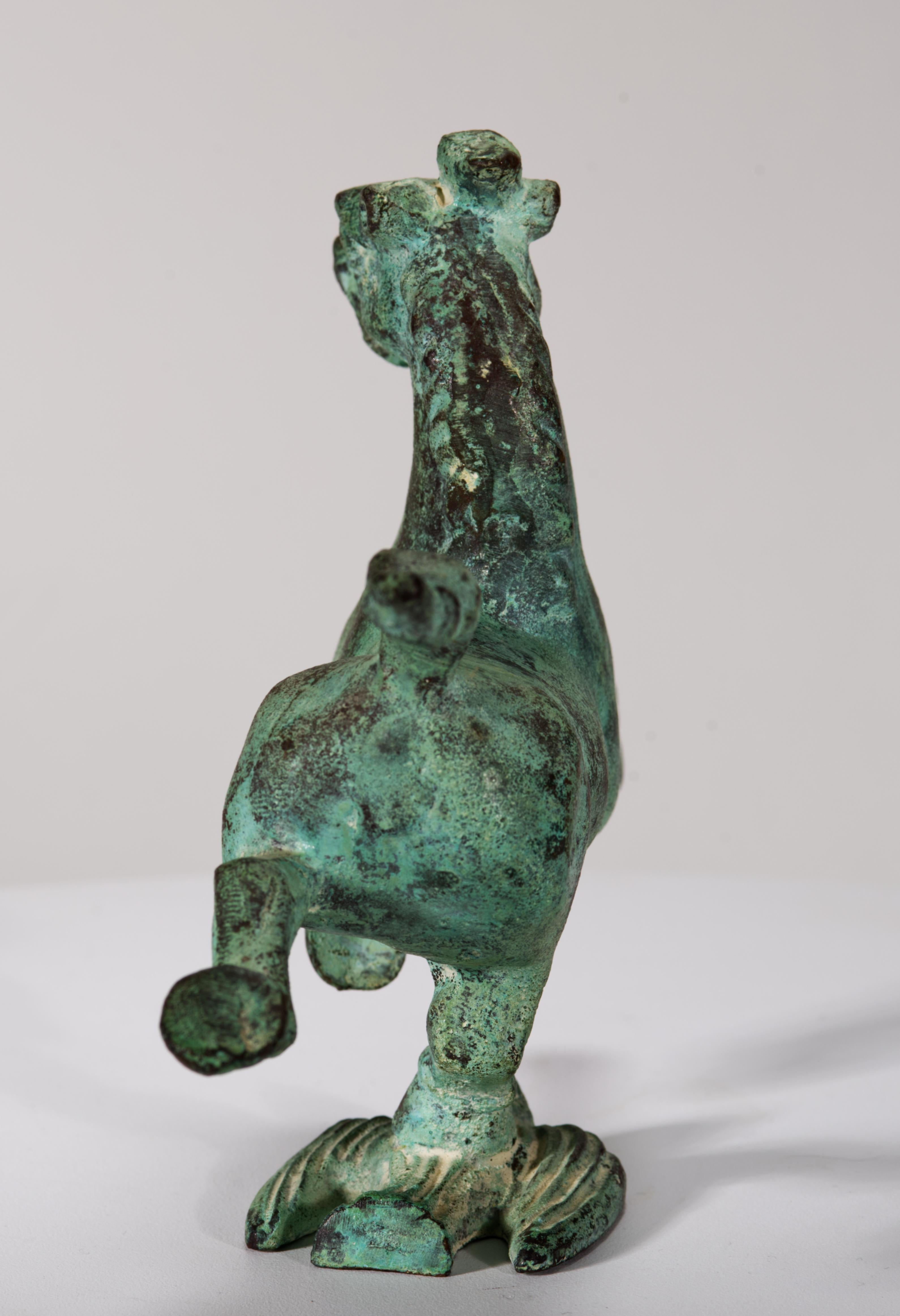 Calco Cavallo cinese d'epoca in bronzo con rondine volante in vendita