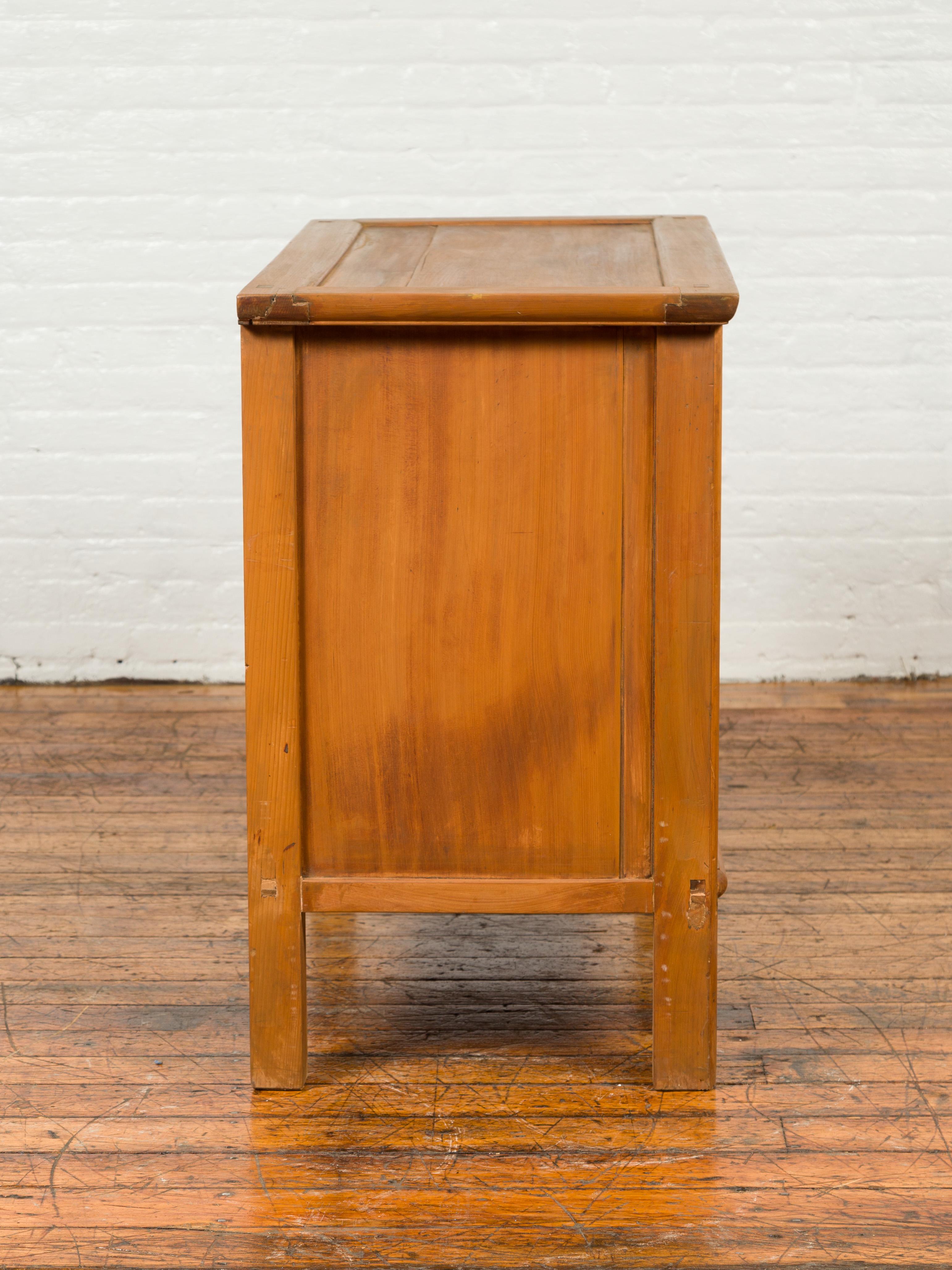 Vintage Chinese Buffet with Paneled Doors, Hidden Drawers and Natural Patina For Sale 5