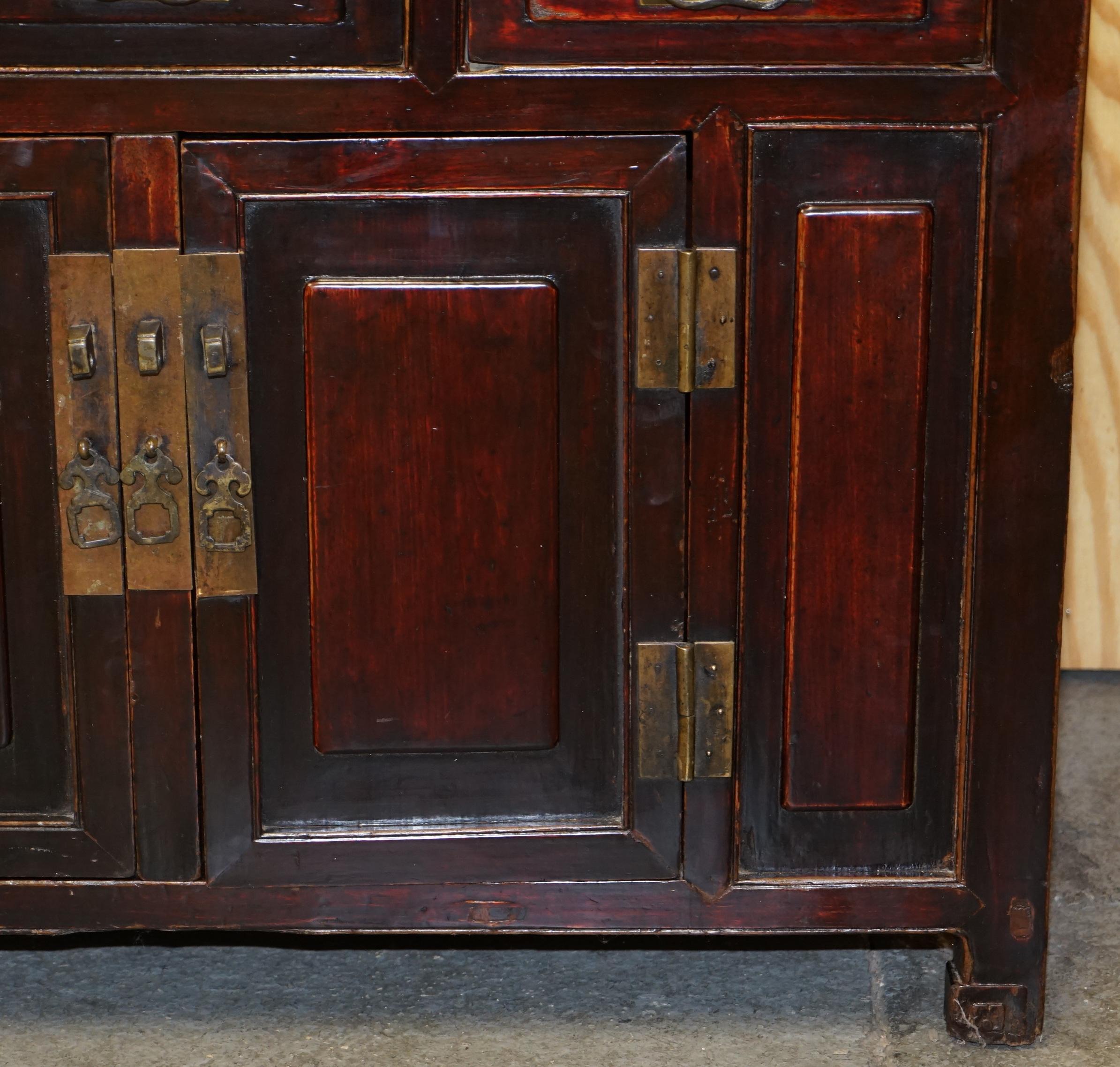 Vintage Chinese Cabinet Cupboard Sideboard Lacquered Carved and Detailed Piece 3