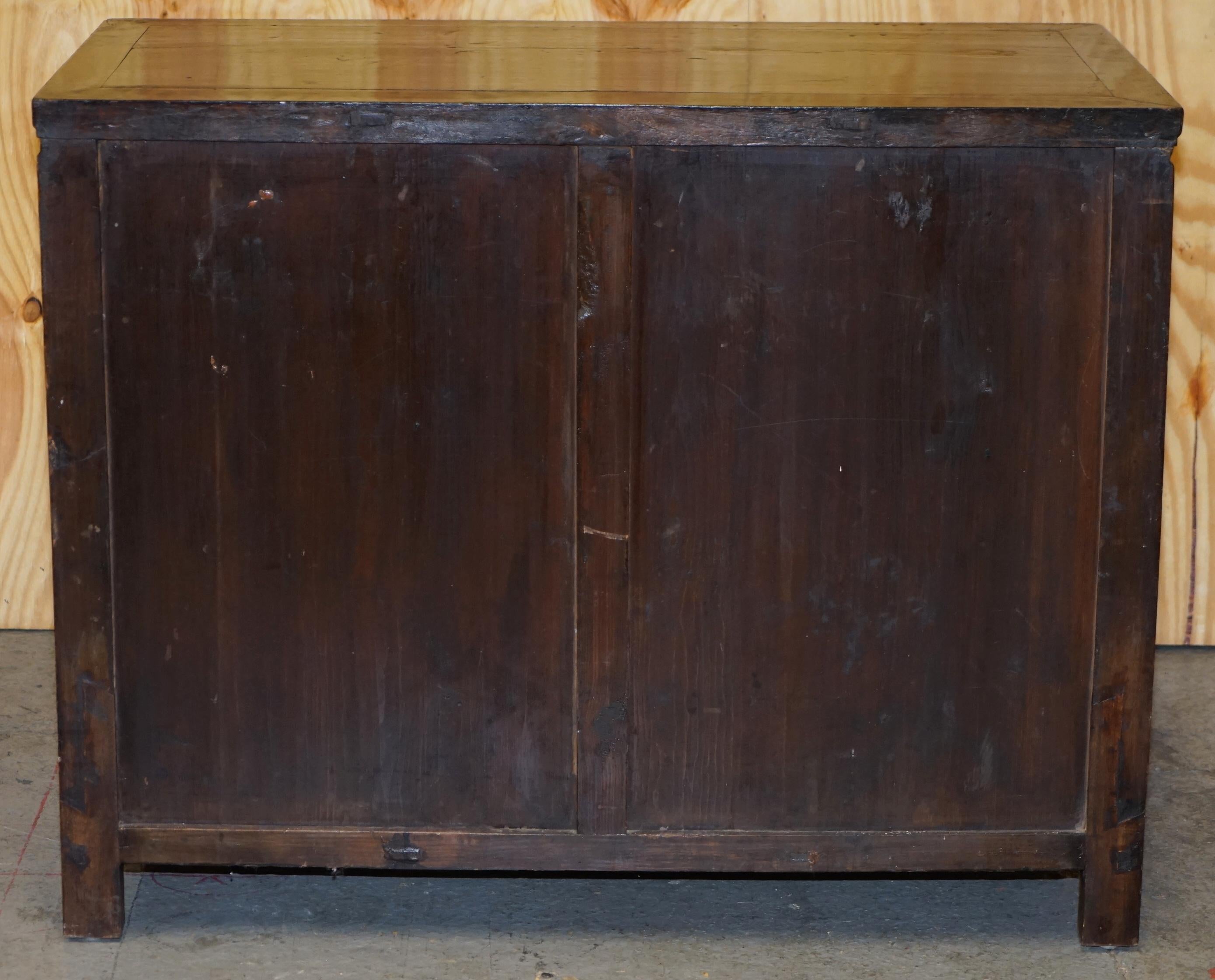 Vintage Chinese Cabinet Cupboard Sideboard Lacquered Carved and Detailed Piece 7