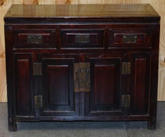 Vintage Chinese Cabinet Cupboard Sideboard Lacquered Carved and Detailed Piece